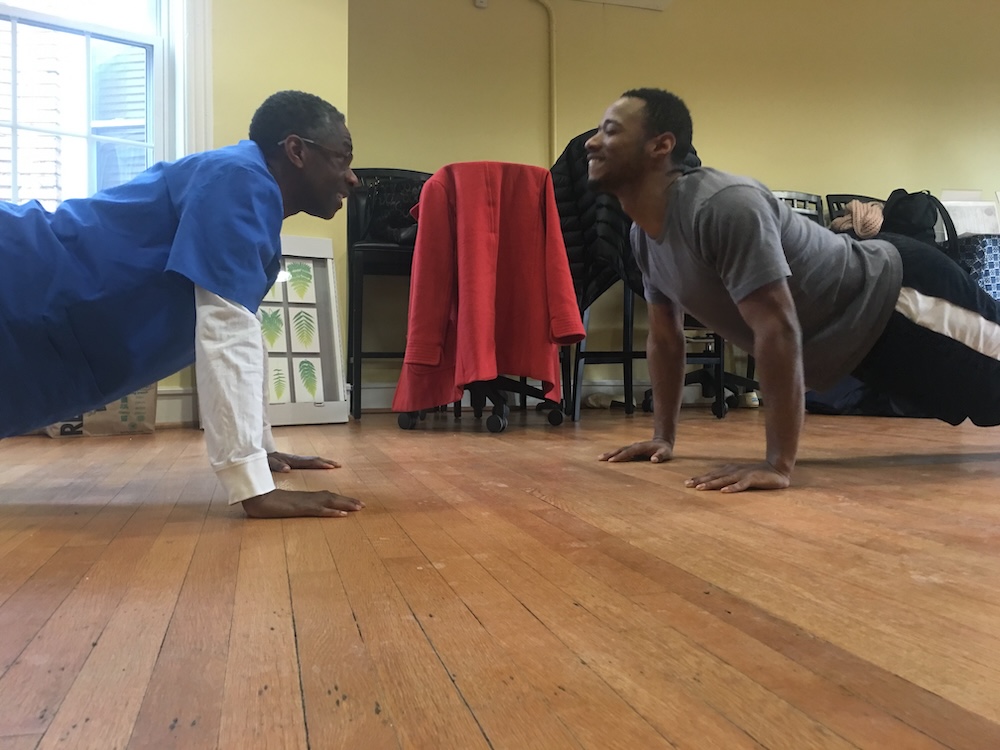 Push up with staff
